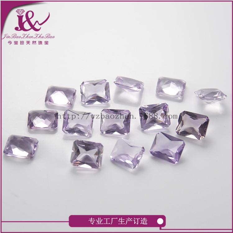 宝石工艺品天然紫水晶裸石长方倒角10*12mm可定制首饰加工镶嵌