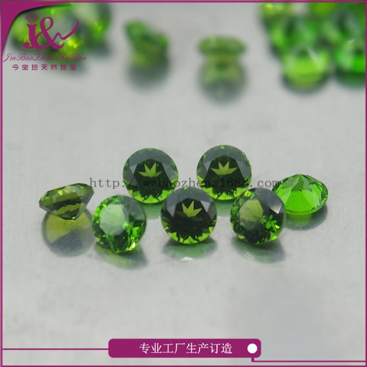 广西梧州工厂批发宝石工艺天然圆形透辉石0.9mm规格可定制